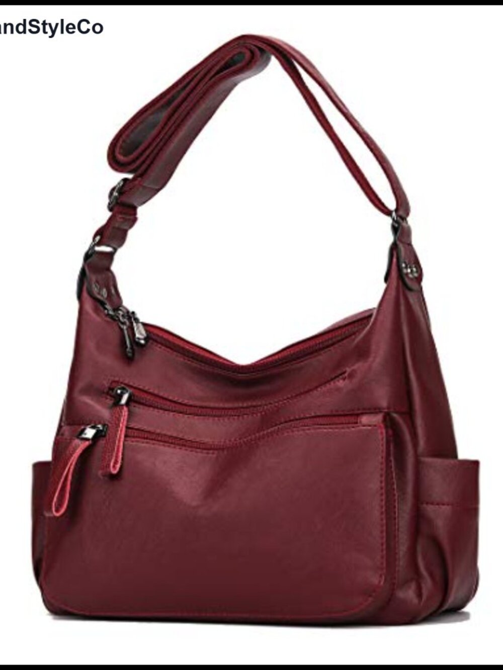 Women's Crossbody Hobo Bag Soft PU Leather Multi Pocket Shoulder Handbag Purse